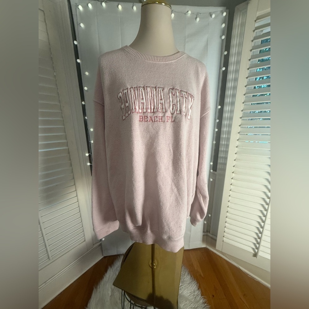 Pacifica Co Panama City Beach FL Pink Oversized Knit Sweater XL